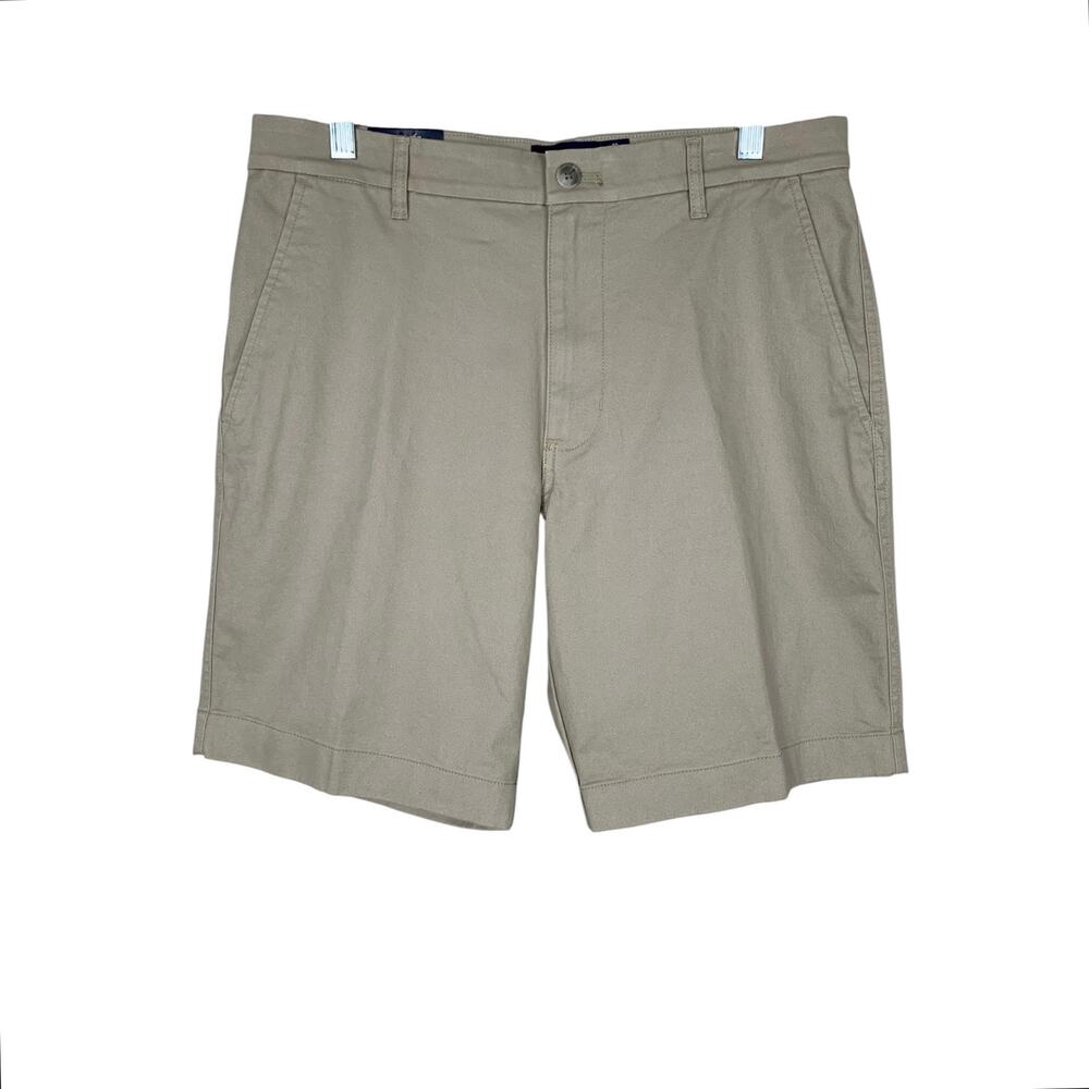 New Chaps Hampton Khaki Chino Shorts Flat Front Men's 32 x 9 Inseam